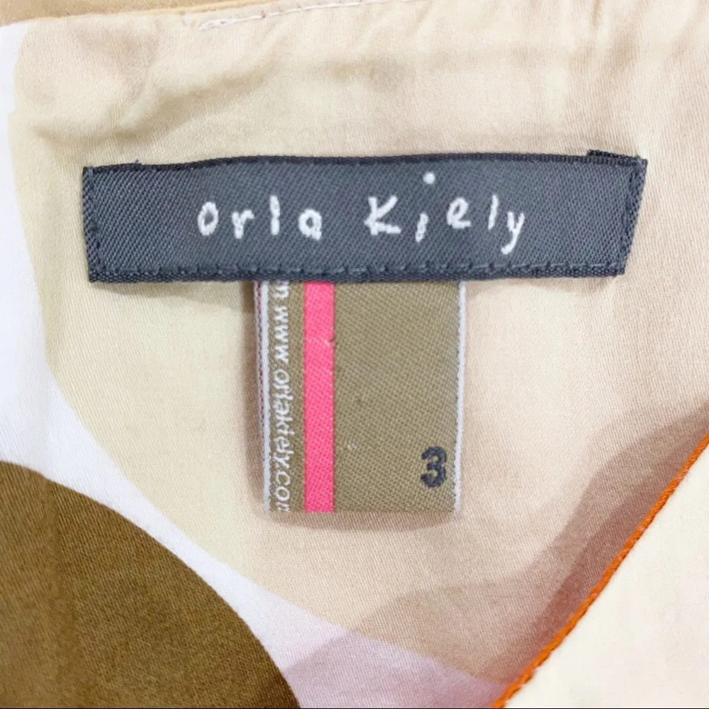 Orla Kiely Retro Floral Shift Dress Cream Orange Brown - Picture 9 of 11